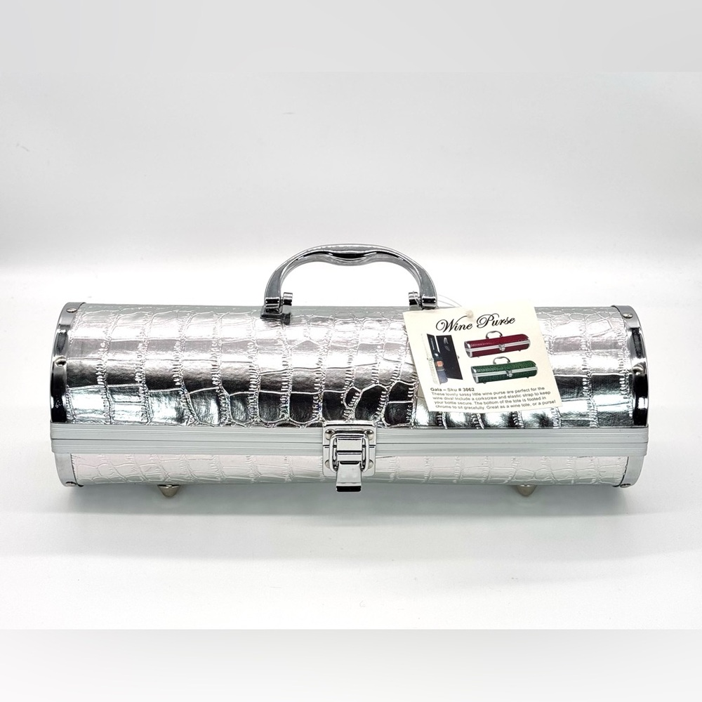 Gala Silver Crocodile-Embossed Wine Purse